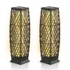 2 Pieces Solar-Powered Diamond Wicker Floor Lamps with Auto LED Light