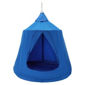 VEVOR Hanging Tree Tent, 330 LBS Capacity Hanging Tent Swing for Indoor and Outdoor Hammock Sensory Swing Chair w/LED Lights String, Inflatable Base, (Color: Blue, Type: Fully Enclosed)