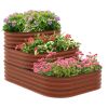 Outsunny 3-Tier Galvanized Steel Raised Garden Bed Kit, 62.25" x 43" x 32.25", 3 Combining Planter Boxes with Rubber Strip Edging, Open Bottom for Bac