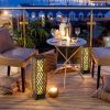 2 Pieces Solar-Powered Diamond Wicker Floor Lamps with Auto LED Light