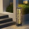 2 Pieces Solar-Powered Diamond Wicker Floor Lamps with Auto LED Light