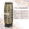 2 Pieces Solar-Powered Diamond Wicker Floor Lamps with Auto LED Light