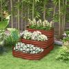 Outsunny 3-Tier Galvanized Steel Raised Garden Bed Kit, 62.25" x 43" x 32.25", 3 Combining Planter Boxes with Rubber Strip Edging, Open Bottom for Bac