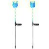 2Pcs Solar Powered Tulip Garden Light Wind Mill Waterproof Landscape Stake Lamp