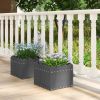 2 Pack Square Planter Box with Drainage Gaps for for Front Porch Garden Balcony