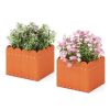 2 Pack Square Planter Box with Drainage Gaps for for Front Porch Garden Balcony