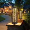 2 Pieces Solar-Powered Diamond Wicker Floor Lamps with Auto LED Light