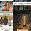 2 Pieces Solar-Powered Diamond Wicker Floor Lamps with Auto LED Light